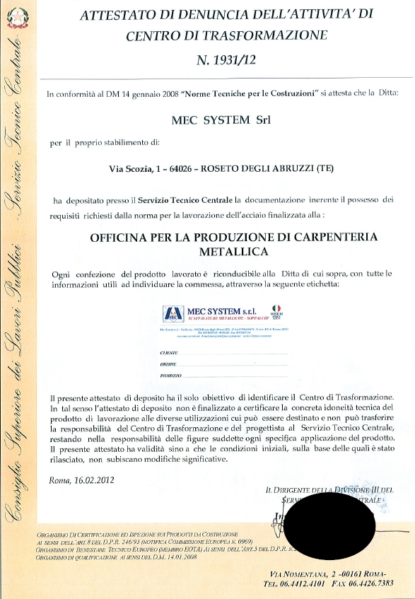 Certificare rafturi de metal